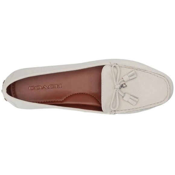COACH Gia Womens Flat Slip-on Loafers Driver Moccasins Cream Chalk Leath… - Picture 1 of 8